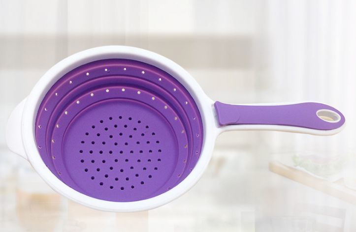 硅胶折叠漏勺-硅胶折叠漏勺定制厂家-东莞硅胶折叠漏勺工厂电话